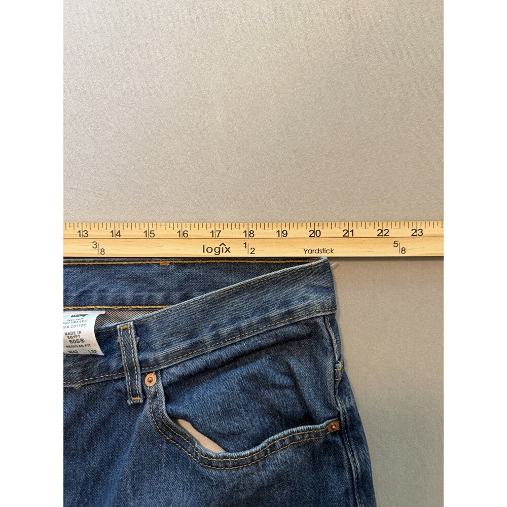 Levis 505 Jeans Mens 42x32 Actual 41x31 Blue 100% Cotton Regular Y2K Blank Tab - Picture 5 of 10